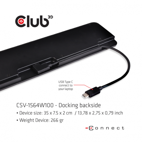 Club 3D - Docking station - USB-C 3.2 Gen 1 - VGA, HDMI, DP - GigE - 100 Watt - 4