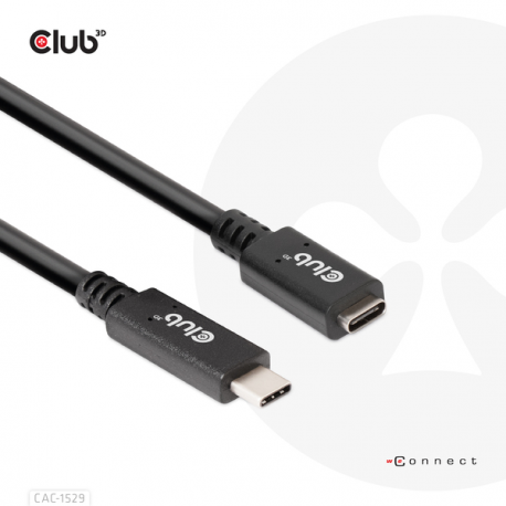 Club 3D CAC-1529 - USB extension cable - USB-C (M) to USB-C (F) - 20 V - 3 A - 2 m - bi-directional, 4K60Hz support - 0