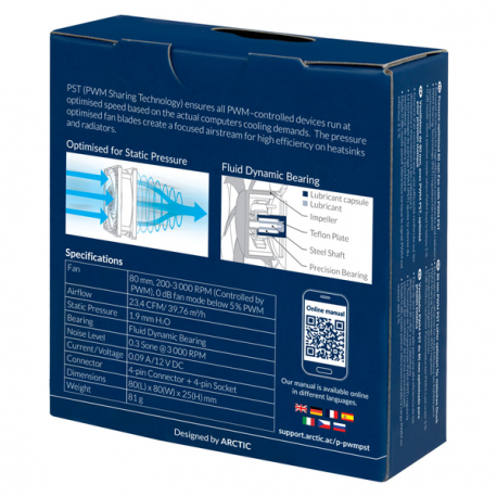 ARCTIC P8 PWM PST - Case fan - 80 mm - 6