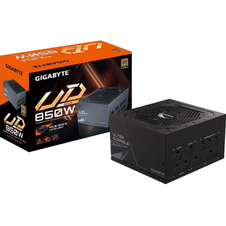 Gigabyte UD850GM PG5 - Power supply (internal) - ATX12V  /  EPS12V - 80 PLUS Gold - AC 100-240 V - 850 Watt - active PFC - 1