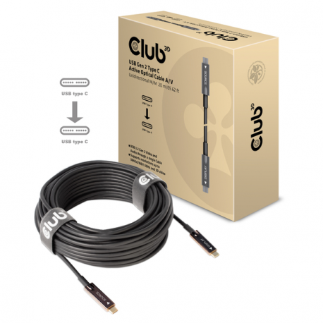 Club 3D - USB cable - 24 pin USB-C (M) to 24 pin USB-C (M) - USB 3.2 Gen 2 - 20 m - Active Optical Cable (AOC) - 4