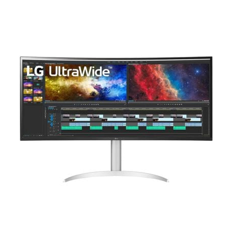 LG UltraWide 38BQ85C-W - LED monitor - curved - 38" (37.5" viewable) - 3840 x 1600 UWQHD+ @ 75 Hz - IPS - 300 cd / m² - 1000:1 - HDR10 - 5 ms - 2xHDMI, DisplayPort, USB-C - speakers - white - 0