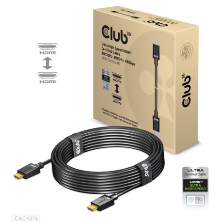 Club 3D - Ultra High Speed - HDMI cable - HDMI male to HDMI male - 5 m - black - 4K120Hz support, 8K60Hz support - 0