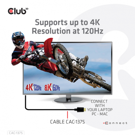 Club 3D - Ultra High Speed - HDMI cable - HDMI male to HDMI male - 5 m - black - 4K120Hz support, 8K60Hz support - 4