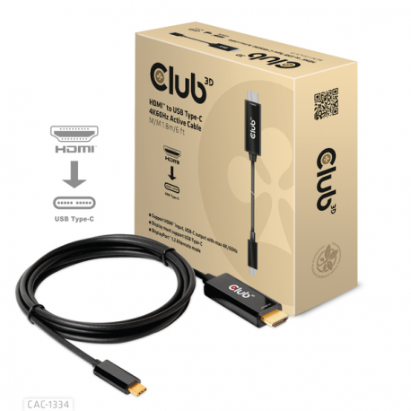 Club 3D - Adapter cable - HDMI male to 24 pin USB-C male - 1.8 m - active, 4K60Hz (4096 x 2160) support - 2