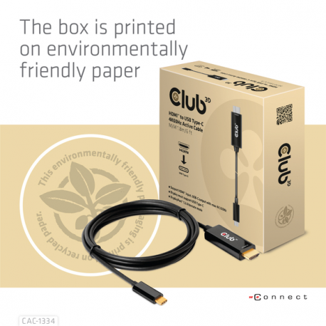 Club 3D - Adapter cable - HDMI male to 24 pin USB-C male - 1.8 m - active, 4K60Hz (4096 x 2160) support - 8
