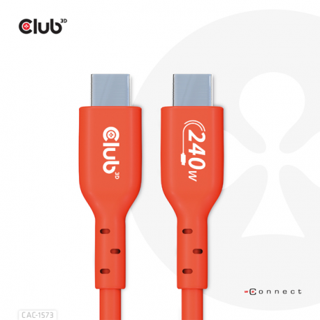 Club 3D - USB cable - 24 pin USB-C (M) to 24 pin USB-C (M) - USB 2.0 - 48 V - 5 A - 2 m - bi-directional, up to 240W power delivery support, extended power range (EPR) - 0