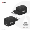 Club 3D CAC-1913 - Power adapter - GaN technology, triple port - 65 Watt - 5 A - PD 3.0, PD / PPS - 3 output connectors (USB Type A, 2 x USB-C) - on cable: USB, USB-C - Europe