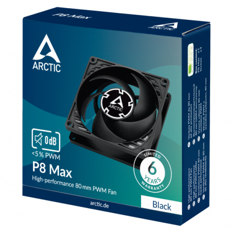 ARCTIC P8 Max - Case fan - PWM high-speed - 80 mm - black - 3