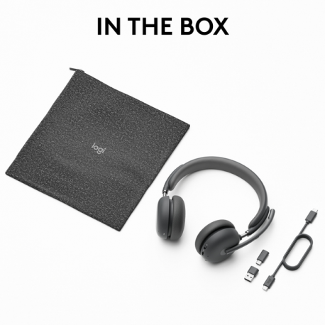 Logitech Zone Wireless 2 - Headset - on-ear - Bluetooth - wireless - active noise cancelling - USB-C via Bluetooth adapter - graphite - Certified for Microsoft Teams - 2