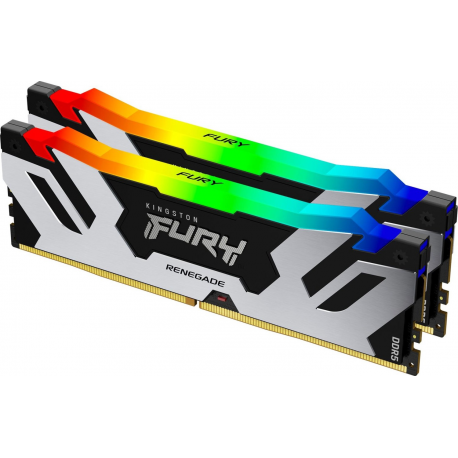 Kingston FURY Renegade RGB - DDR5 - module - 32 GB: 1 x 32 GB - DIMM 288-pin - 6400 MHz / PC5-51200 - CL32 - 1.1 V - unbuffered - on-die ECC - black, silver - 0