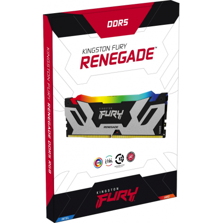 Kingston FURY Renegade RGB - DDR5 - module - 32 GB: 1 x 32 GB - DIMM 288-pin - 6400 MHz / PC5-51200 - CL32 - 1.1 V - unbuffered - on-die ECC - black, silver - 3