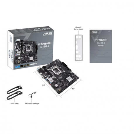 ASUS PRIME H610M-K - Motherboard - micro ATX - LGA1700 Socket - H610 Chipset - USB 3.2 Gen 1 - Gigabit LAN - onboard graphics (CPU required) - HD Audio (8-channel) - 1