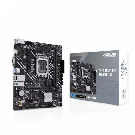 ASUS PRIME H610M-K - Motherboard - micro ATX - LGA1700 Socket - H610 Chipset - USB 3.2 Gen 1 - Gigabit LAN - onboard graphics (CPU required) - HD Audio (8-channel) - 6