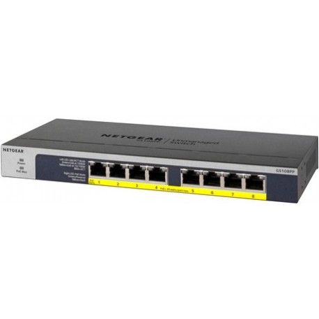 NETGEAR GS108X - Switch - unmanaged - 8 x 10 / 100 / 1000 + 1 x 10Gb Ethernet SFP+ (uplink) - desktop, wall-mountable - 2