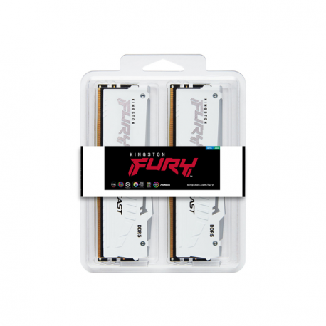 Kingston FURY Beast RGB - DDR5 - kit - 64 GB: 2 x 32 GB - DIMM 288-pin - 5600 MHz / PC5-44800 - CL36 - 1.25 V - unbuffered - on-die ECC - white - 2