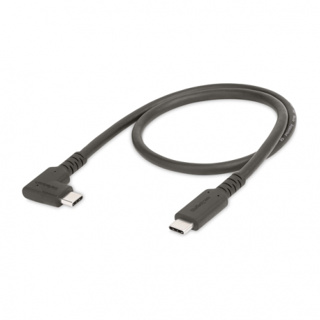 StarTech.com 1.6ft (50cm) Rugged Right Angle USB-C Cable, USB 3.2 Gen 2 (10 Gbps), USB C to C Data Transfer Cable, 4K 60Hz DP Alt Mode, 100W Power Delivery - 90 Degree USB-C Cable (RUSB31CC50CMBR) - USB cable - 24 pin USB-C (M) straight to 24 pin USB-C (M) right-angled - USB 3.2 Gen 2 - 50 cm - 4K60Hz support, rugged - black - 3