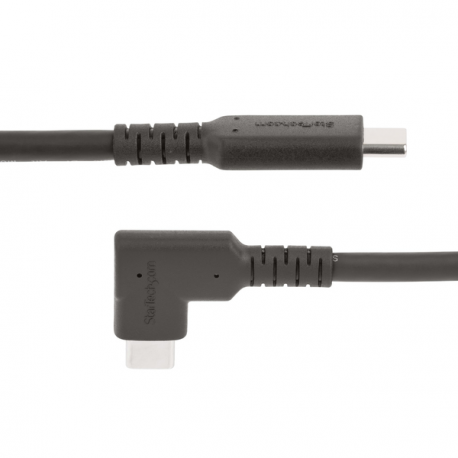 StarTech.com 1.6ft (50cm) Rugged Right Angle USB-C Cable, USB 3.2 Gen 2 (10 Gbps), USB C to C Data Transfer Cable, 4K 60Hz DP Alt Mode, 100W Power Delivery - 90 Degree USB-C Cable (RUSB31CC50CMBR) - USB cable - 24 pin USB-C (M) straight to 24 pin USB-C (M) right-angled - USB 3.2 Gen 2 - 50 cm - 4K60Hz support, rugged - black - 5