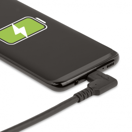 StarTech.com 1.6ft (50cm) Rugged Right Angle USB-C Cable, USB 3.2 Gen 2 (10 Gbps), USB C to C Data Transfer Cable, 4K 60Hz DP Alt Mode, 100W Power Delivery - 90 Degree USB-C Cable (RUSB31CC50CMBR) - USB cable - 24 pin USB-C (M) straight to 24 pin USB-C (M) right-angled - USB 3.2 Gen 2 - 50 cm - 4K60Hz support, rugged - black - 6