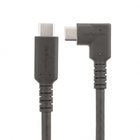 StarTech.com 1.6ft (50cm) Rugged Right Angle USB-C Cable, USB 3.2 Gen 2 (10 Gbps), USB C to C Data Transfer Cable, 4K 60Hz DP Alt Mode, 100W Power Delivery - 90 Degree USB-C Cable (RUSB31CC50CMBR) - USB cable - 24 pin USB-C (M) straight to 24 pin USB-C (M) right-angled - USB 3.2 Gen 2 - 50 cm - 4K60Hz support, rugged - black - 8