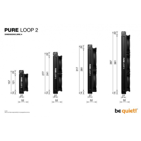 be quiet! Pure Loop 2 - Processor liquid cooling system - Radiator Size: 280 mm - (for: LGA1155, LGA1150, LGA1151, AM4, LGA1200, LGA1700, AM5) - copper - 140 mm - black - 5