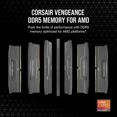 CORSAIR Vengeance - DDR5 - kit - 32 GB: 2 x 16 GB - DIMM 288-pin - 2800 MHz  /  PC5-44800 - CL40 - 1.25 V - black - 3