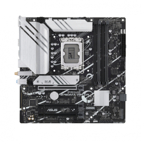 ASUS PRIME B760M-A WIFI D4 - Motherboard - micro ATX - LGA1700 Socket - B760 Chipset - USB 3.2 Gen 1, USB 3.2 Gen 2, USB-C 3.2 Gen 1 - 2.5 Gigabit LAN, Wi-Fi 6, Bluetooth - onboard graphics (CPU required) - HD Audio (8-channel) - 0