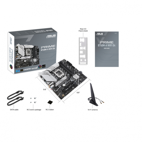 ASUS PRIME B760M-A WIFI D4 - Motherboard - micro ATX - LGA1700 Socket - B760 Chipset - USB 3.2 Gen 1, USB 3.2 Gen 2, USB-C 3.2 Gen 1 - 2.5 Gigabit LAN, Wi-Fi 6, Bluetooth - onboard graphics (CPU required) - HD Audio (8-channel) - 4