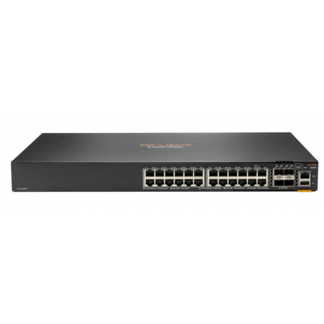 HPE Aruba 6200F 24G Class4 PoE 4SFP+ 370W Switch - Switch - Max. Stacking Distance 10 kms - L3 - Managed - 24 x 10 / 100 / 1000 (PoE+) + 4 x 1 Gigabit  /  10 Gigabit SFP+ (uplink) - rack-mountable - PoE+ (370 W) - BTO - 0