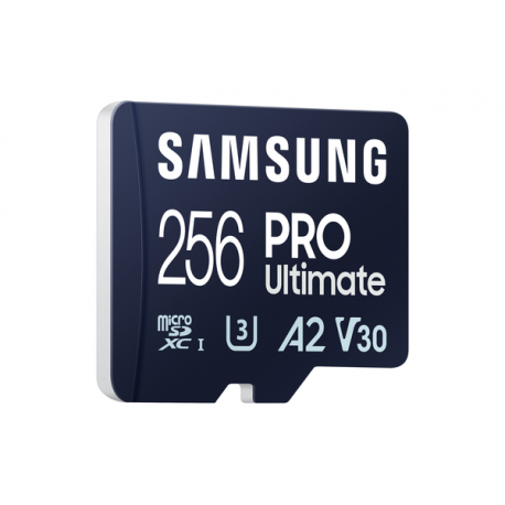 Samsung PRO Ultimate MB-MY256SA - Flash memory card (SD adapter included) - 256 GB - A2  /  Video Class V30  /  UHS-I U3 - microSDXC UHS-I - blue - 3