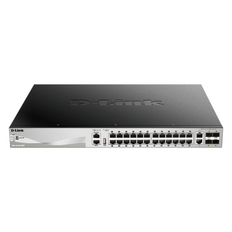 D-Link DGS 3130-30PS - Switch - L3 Lite - Managed - 24 x 10 / 100 / 1000 (PoE+) + 2 x 10 Gigabit Ethernet + 4 x 10 Gigabit SFP+ - desktop, rack-mountable - PoE+ (370 W) - 2