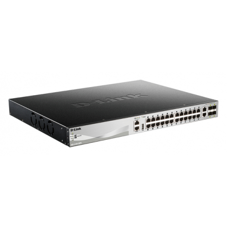 D-Link DGS 3130-30PS - Switch - L3 Lite - Managed - 24 x 10 / 100 / 1000 (PoE+) + 2 x 10 Gigabit Ethernet + 4 x 10 Gigabit SFP+ - desktop, rack-mountable - PoE+ (370 W) - 3