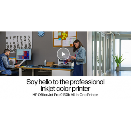 HP Officejet Pro 9130b All-in-One - Multifunction printer - colour - ink-jet - Legal (216 x 356 mm) (original) - A4 / Legal (media) - up to 23 ppm (copying) - up to 25 ppm (printing) - 250 sheets - 33.6 Kbps - USB 2.0, LAN, USB host, Wi-Fi(ac) - 17