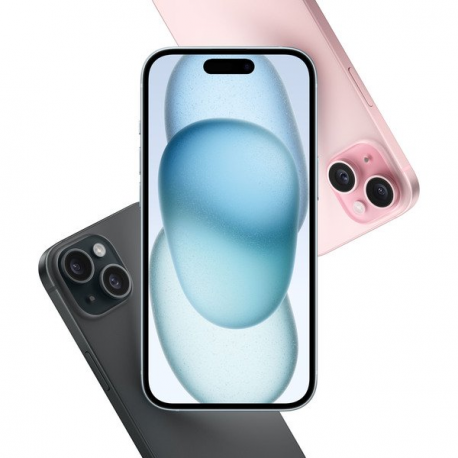 Apple iPhone 15 - 5G smartphone - dual-SIM  /  Internal Memory 128 GB - OLED display - 6.1" - 2556 x 1179 pixels - 2x rear cameras 48 MP, 12 MP - front camera 12 MP - blue - 4