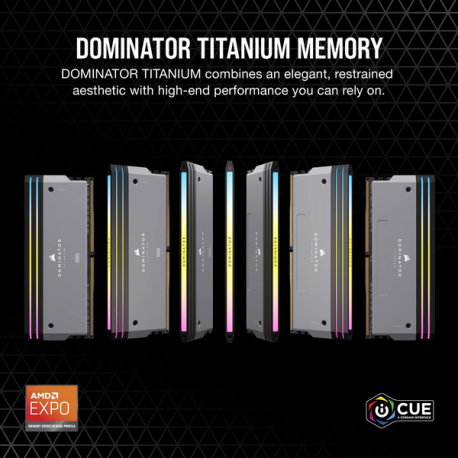 CORSAIR Dominator Titanium RGB - DDR5 - kit - 64 GB: 2 x 32 GB - DIMM 288-pin - 3000 MHz  /  PC5-48000 - CL30 - 1.4 V - unbuffered - non-ECC - grey - 2