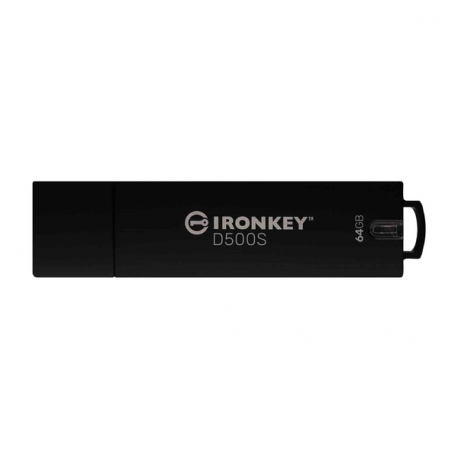 Kingston IronKey D500S - USB flash drive - encrypted - 64 GB - USB 3.2 Gen 1 - TAA Compliant - 0