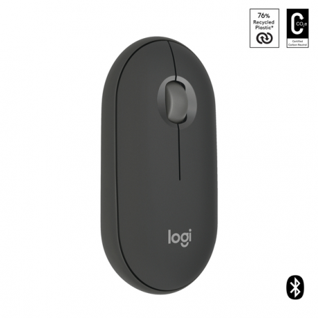 Logitech Pebble 2 M350s - Mouse - optical - 3 buttons - wireless - Bluetooth 5.2 LE - tonal graphite - 8