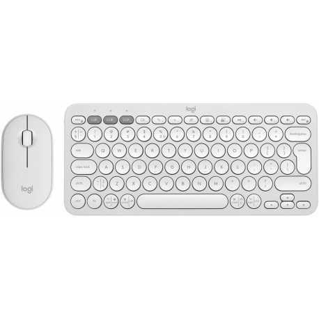 Logitech Pebble 2 Combo - Keyboard and mouse set - wireless - Bluetooth LE - QWERTY - US International - tonal white - 1
