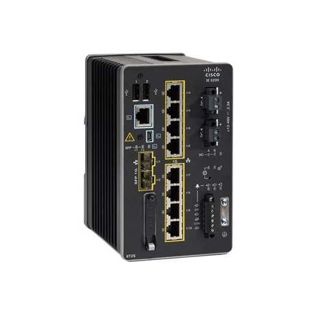 Cisco Catalyst IE3200 Rugged Series - Network Essentials - switch - Managed - 8 x 10/100/1000 + 2 x Gigabit SFP - DIN rail mountable - DC power - 0