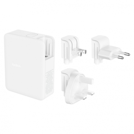 Belkin BoostCharge Pro - Power adapter - GaN technology - 140 Watt - Fast Charge, Power Delivery 3.1 - 4 output connectors (USB, 3 x USB-C) - white - 4