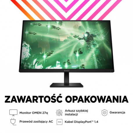 OMEN by HP 27q - LED monitor - gaming - 27" - 2560 x 1440 QHD @ 165 Hz - IPS - 400 cd / m² - 1000:1 - HDR400 - 1 ms - 2xHDMI, DisplayPort - black - 8