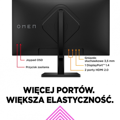 OMEN by HP 27q - LED monitor - gaming - 27" - 2560 x 1440 QHD @ 165 Hz - IPS - 400 cd / m² - 1000:1 - HDR400 - 1 ms - 2xHDMI, DisplayPort - black - 12
