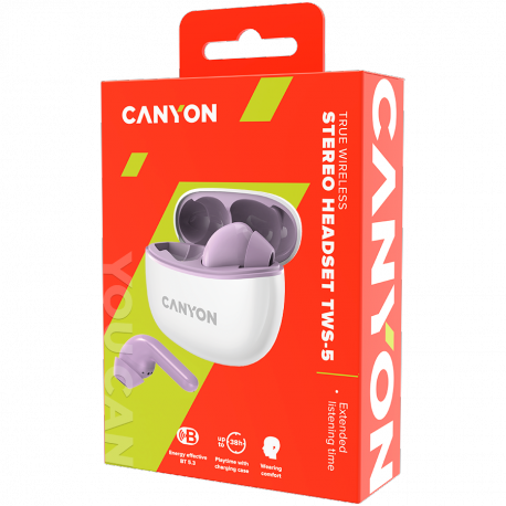 Canyon TWS-5 - True wireless earphones with mic - in-ear - Bluetooth - purple - 4