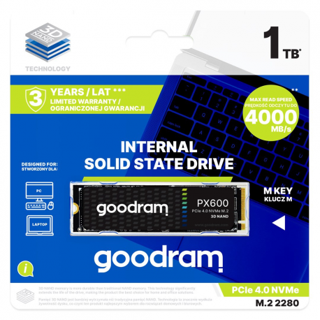 GOODRAM PX600 - SSD - 500 GB - internal - M.2 2280 (double-sided) - PCIe 4.0 x4 (NVMe) - 2