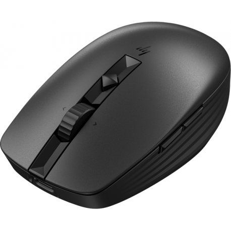 HP 715 - Mouse - multi-device, rechargeable - 7 buttons - wireless, wired - 2.4 GHz, Bluetooth 3.0 - USB wireless receiver - black - 22