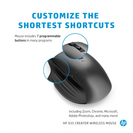 HP Creator 930 - Mouse - 10 buttons - wireless - Bluetooth - silver - for OMEN by HP Laptop 16; Victus by HP Laptop 16; Laptop 15, 17; Pavilion Plus Laptop 14 - 20