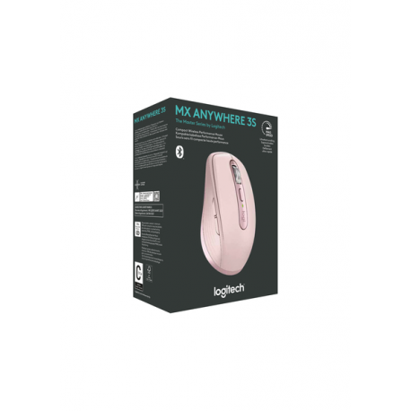 Logitech MX Anywhere 3S - Mouse - optical - 6 buttons - wireless - Bluetooth - Logitech Logi Bolt USB receiver - rose - 6