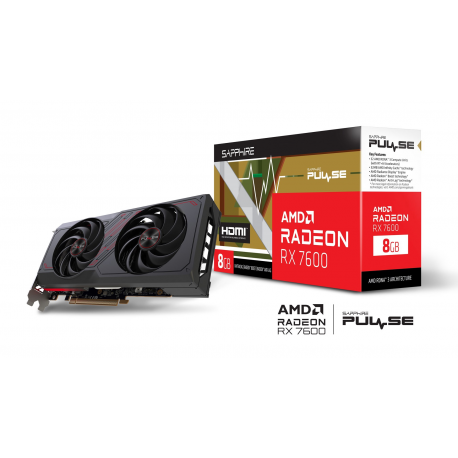 Sapphire Pulse Radeon RX 7600 - Graphics card - Radeon RX 7600 - 8 GB GDDR6 - PCIe 4.0 x8 - HDMI, 3 x DisplayPort - 11