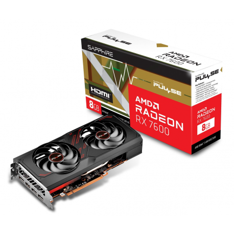 Sapphire Pulse Radeon RX 7600 - Graphics card - Radeon RX 7600 - 8 GB GDDR6 - PCIe 4.0 x8 - HDMI, 3 x DisplayPort - 12