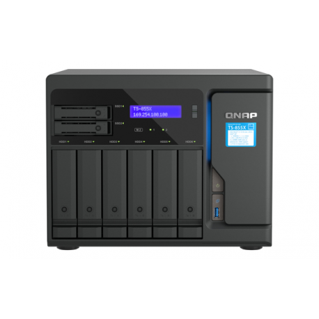 QNAP TS-855X - NAS server - 8 bays - SATA 6Gb/s - RAID RAID 0, 1, 5, 6, 10, 50, JBOD, 60 - RAM 8 GB - 2.5 Gigabit Ethernet / 10 Gigabit Ethernet - iSCSI support - 0